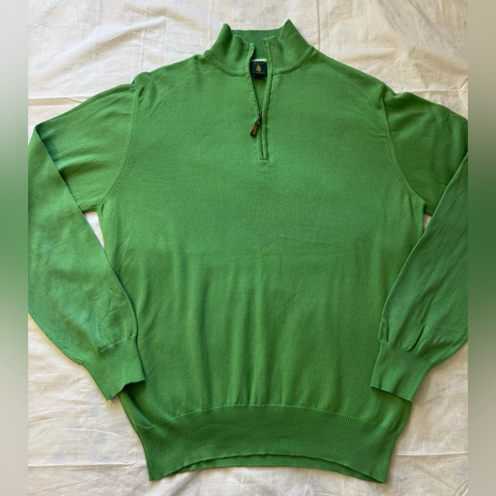 Robert Talbott Men's Green Zip-Up Sweater